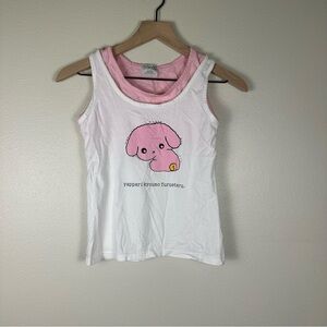 Y2K DANDY Character Graphic Double Layer Pink & White Tank Top